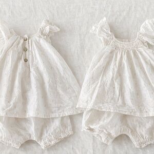 First Impressions Baby Girl White & Gold Dot Dress Set 6–9M